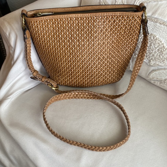 PATRICIA NASH Woven Leather Tan Crossbody Bag. NWOT